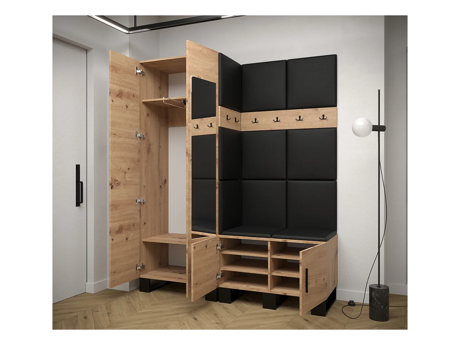 Ensemble de garde-robe Artin 14 196/158/46 (Chêne artisanal/Manila 16)