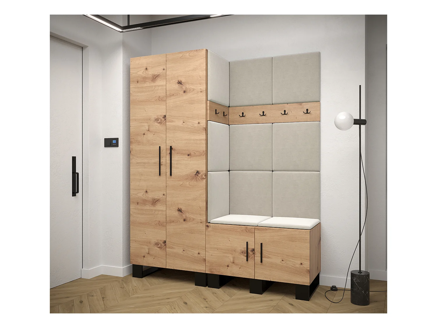 Ensemble de garde-robe Artin 2 196/158/46 (Chêne artisanal/Manila 02)