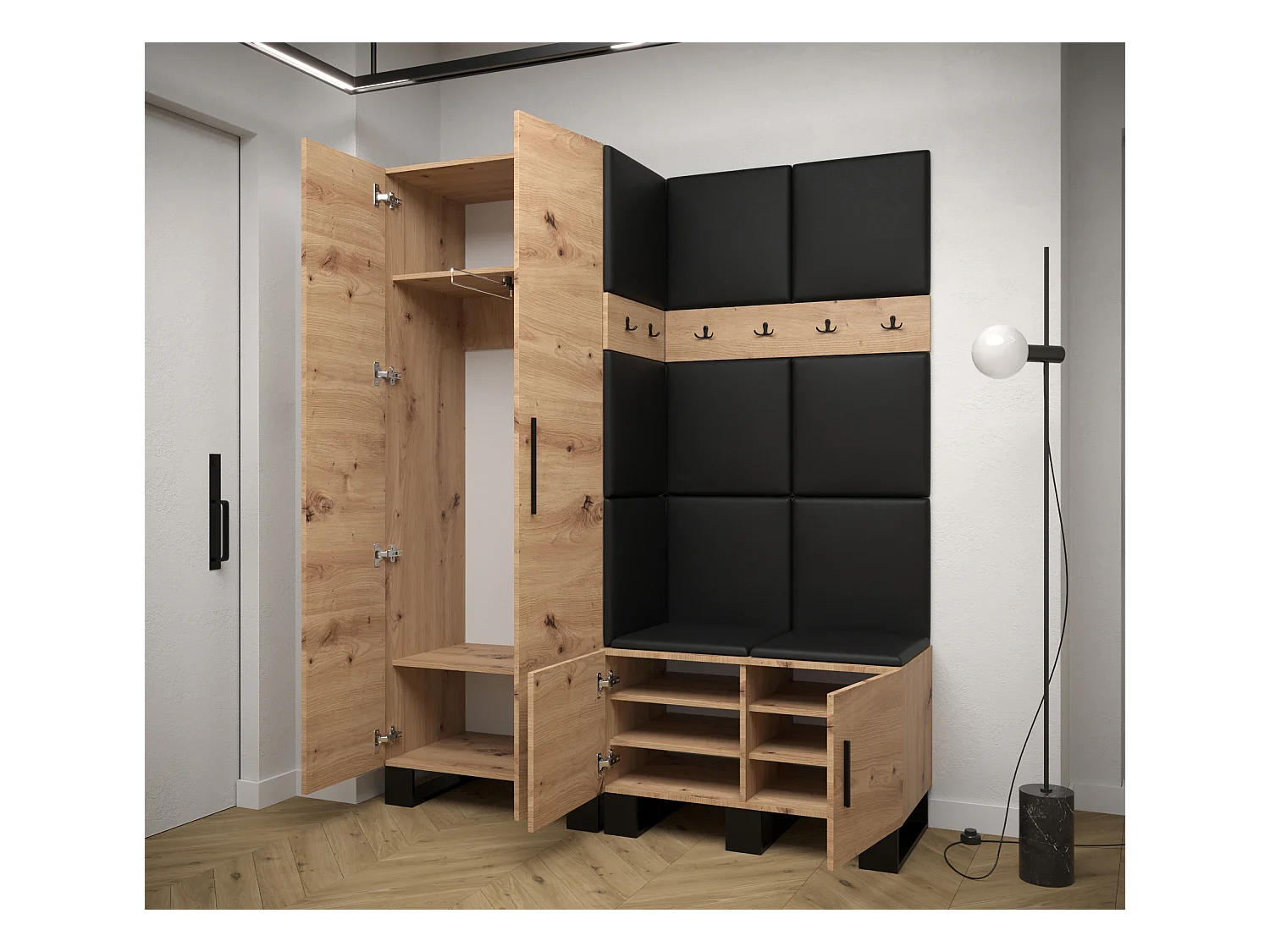 Ensemble de garde-robe Artin 2 196/158/46 (Chêne artisanal/Manila 02)