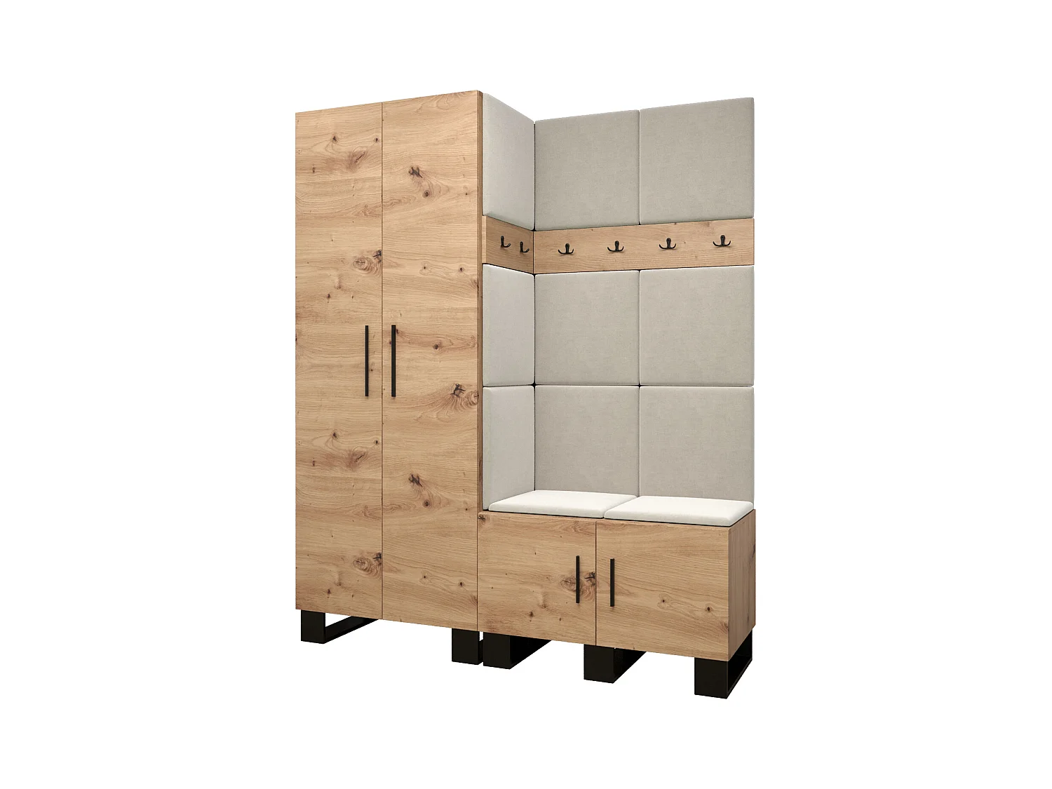 Garderobenset Artin 2 196/158/46 (Artisan Eiche/Manila 02)