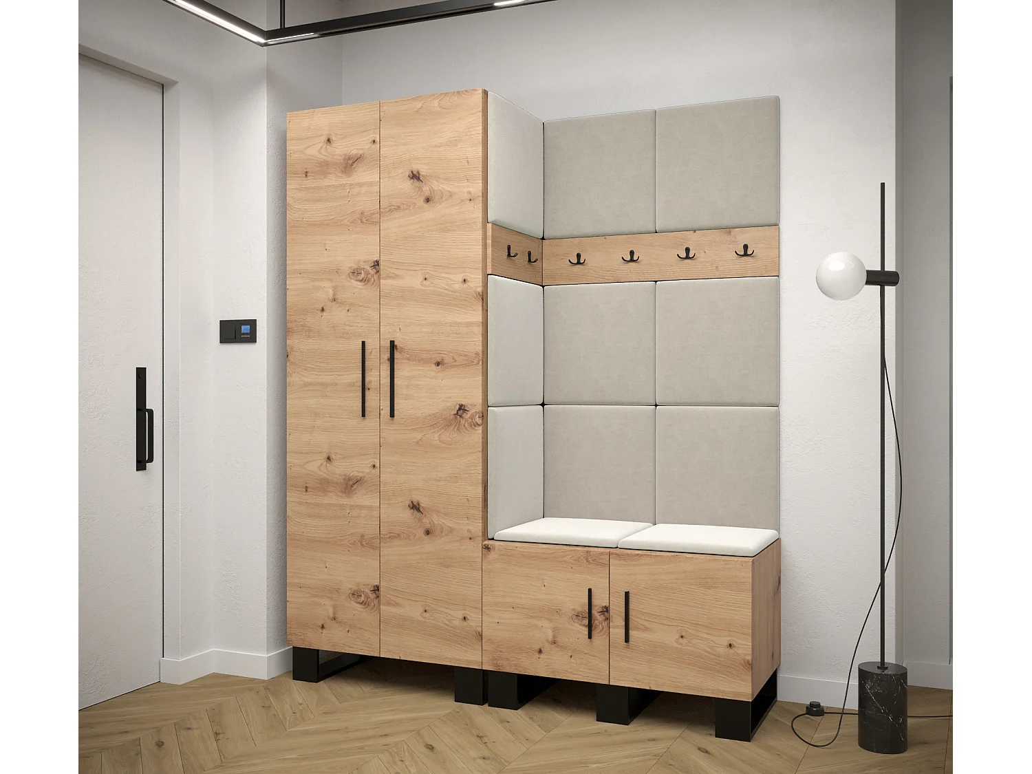 Ensemble de garde-robe Artin 2 196/158/46 (Chêne artisanal/Manila 02)