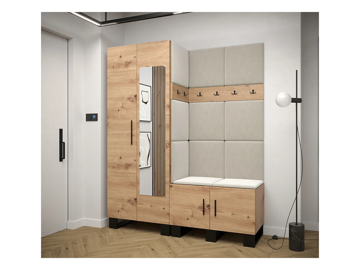 Ensemble de garde-robe Artin 14 196/158/46 (Chêne artisanal/Manila 02)