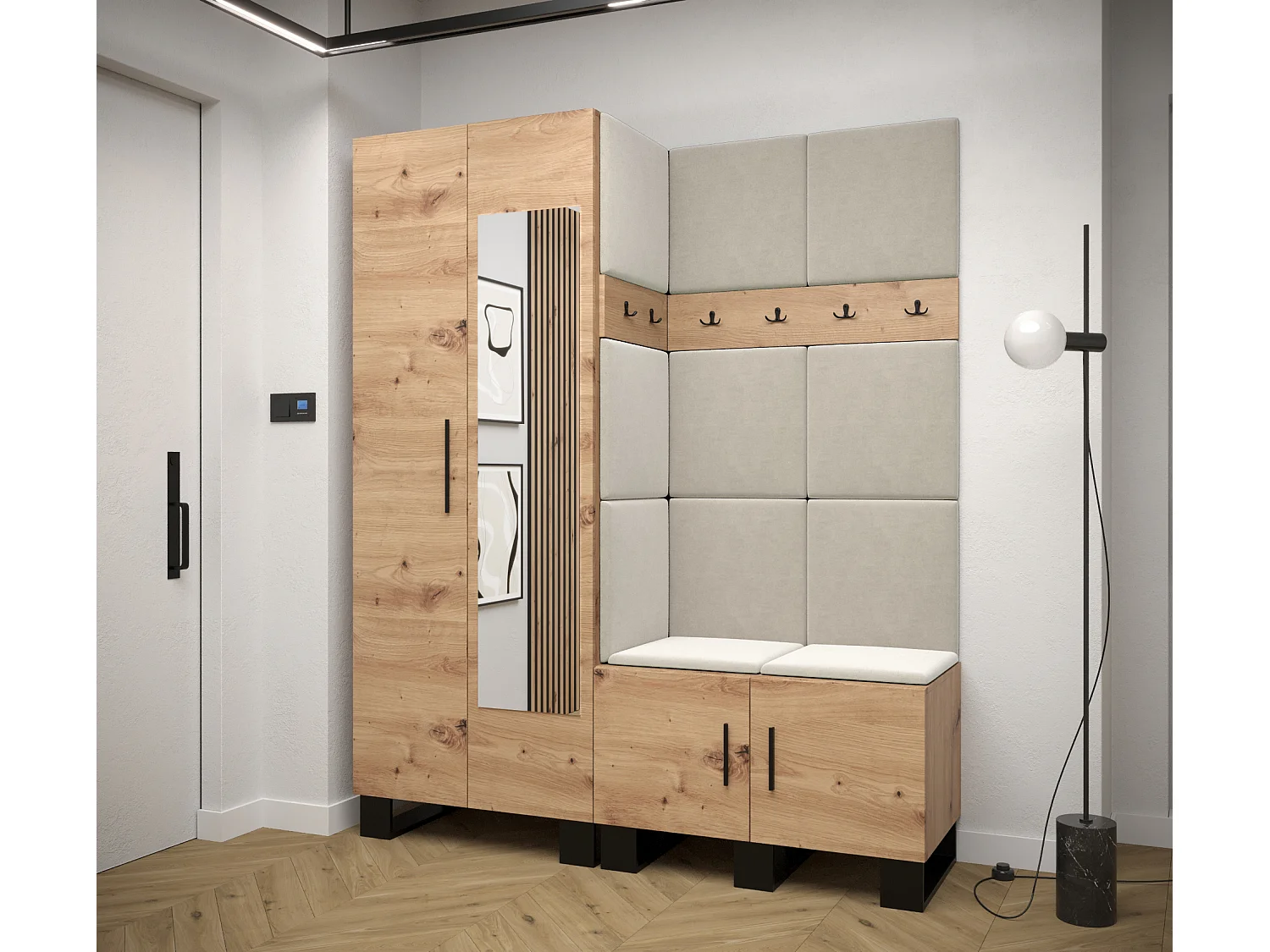 Ensemble de garde-robe Artin 14 196/158/46 (Chêne artisanal/Manila 02)