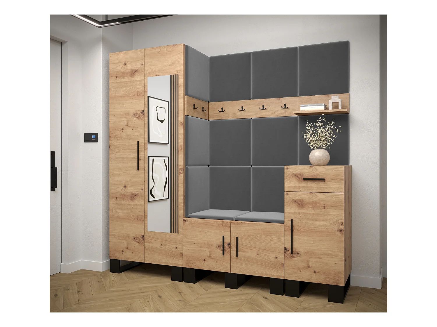 Ensemble de garde-robe Artin 13 196/200/46 (Chêne artisanal/Manila 16)