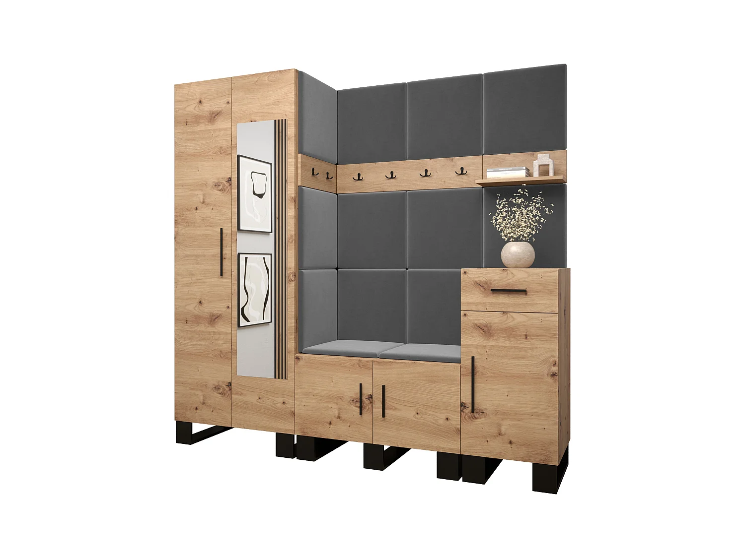 Garderobenset Artin 13 196/200/46 (Artisan Eiche/Manila 16)
