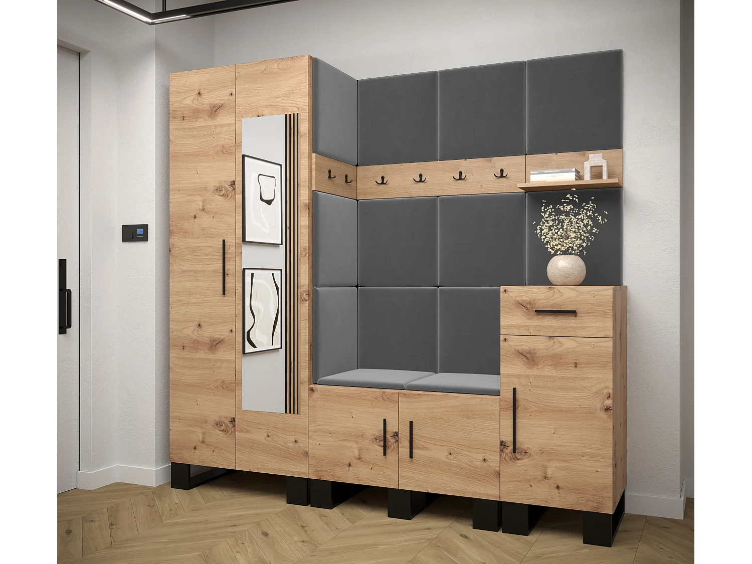 Ensemble de garde-robe Artin 13 196/200/46 (Chêne artisanal/Manila 16)