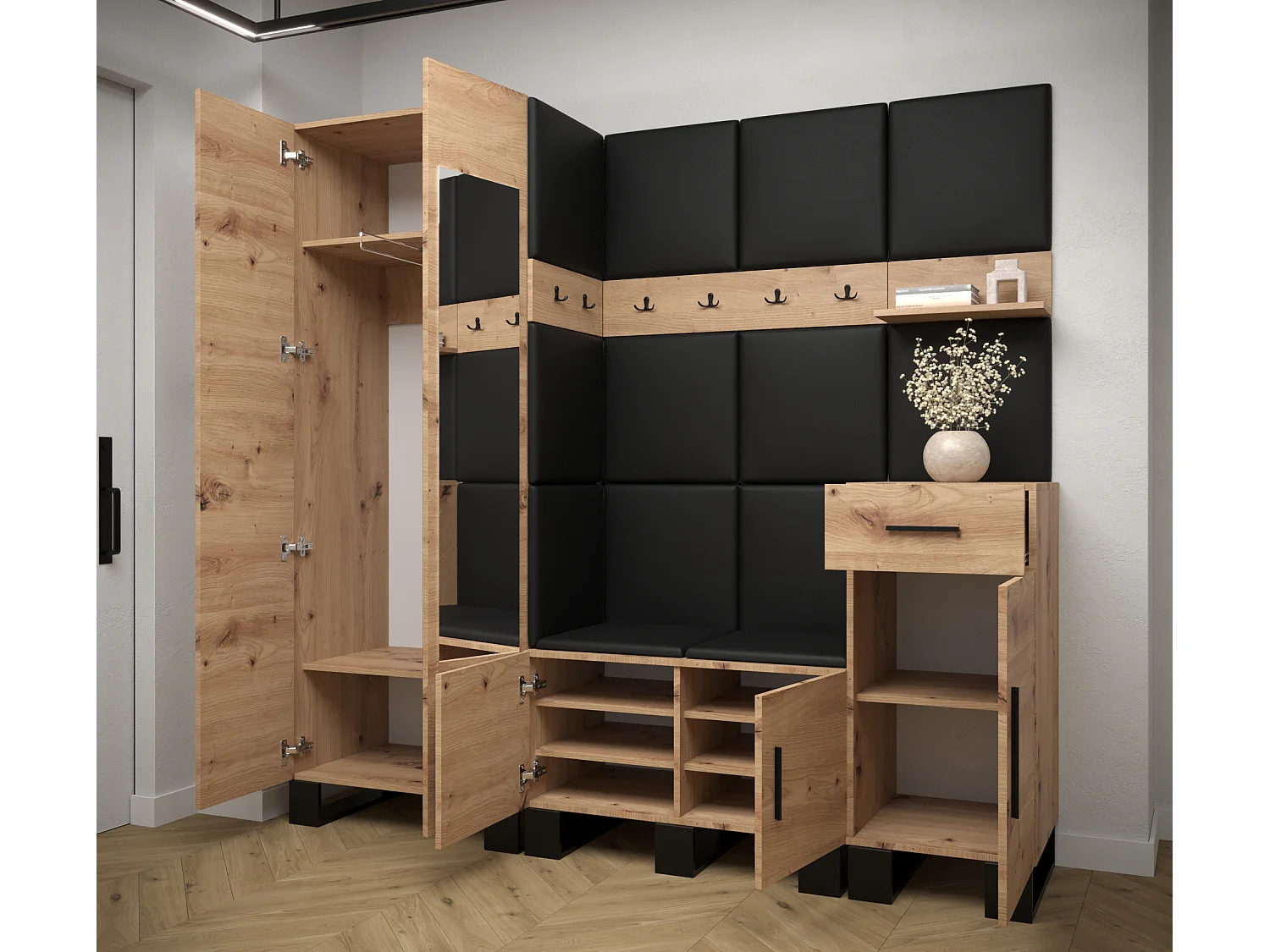 Ensemble de garde-robe Artin 13 196/200/46 (Chêne artisanal/Manila 16)