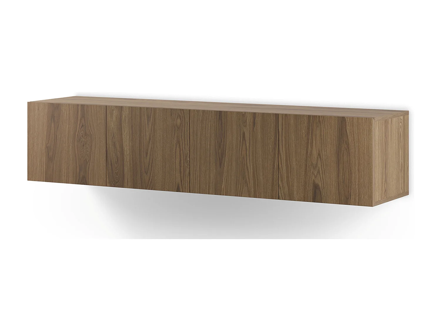 Meuble TV, Meuble de salon avec 4 portes aspect bois coloris chêne - Longueur 180 x Profondeur 35 x Hauteur 38 cm