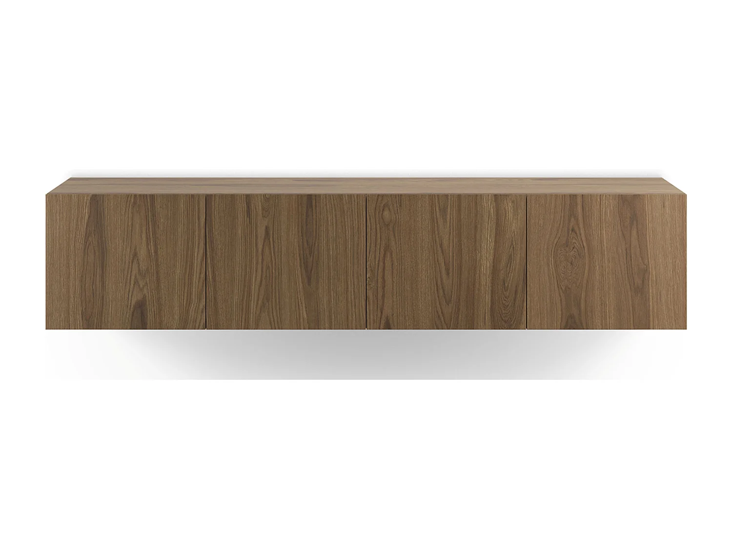 Meuble TV, Meuble de salon avec 4 portes aspect bois coloris chêne - Longueur 180 x Profondeur 35 x Hauteur 38 cm