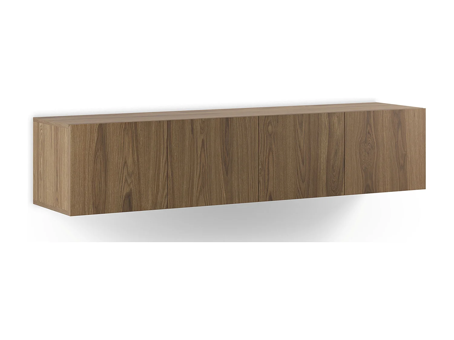 Meuble TV, Meuble de salon avec 4 portes aspect bois coloris chêne - Longueur 180 x Profondeur 35 x Hauteur 38 cm