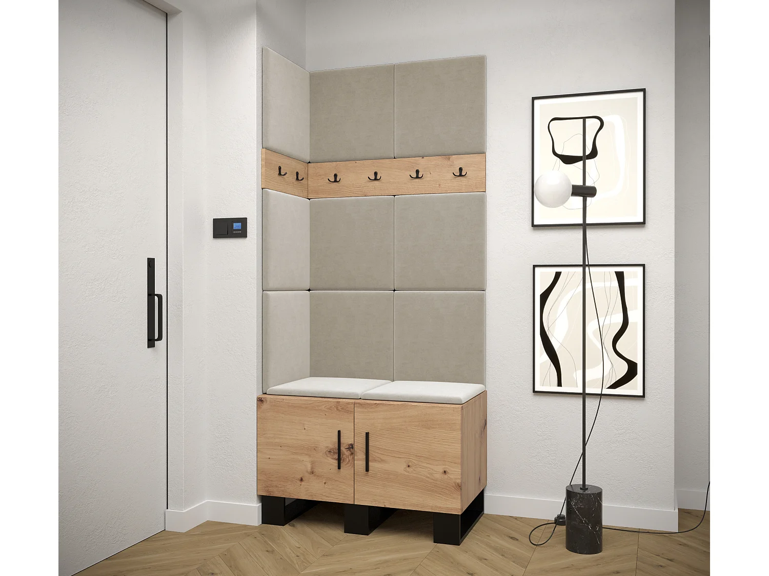 Ensemble de garde-robe Artin 11 196/84/46 (Chêne artisanal/Manila 02)