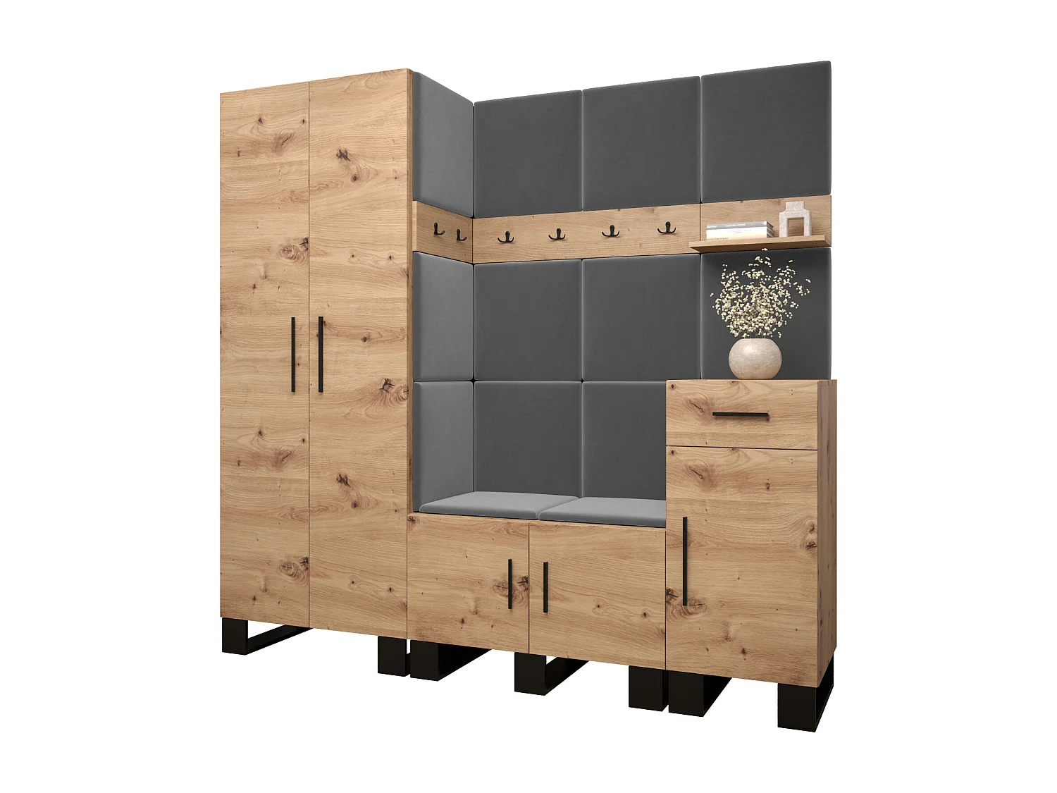 Ensemble de garde-robe Artin 1 196/200/46 (Chêne artisanal/Manila 16)