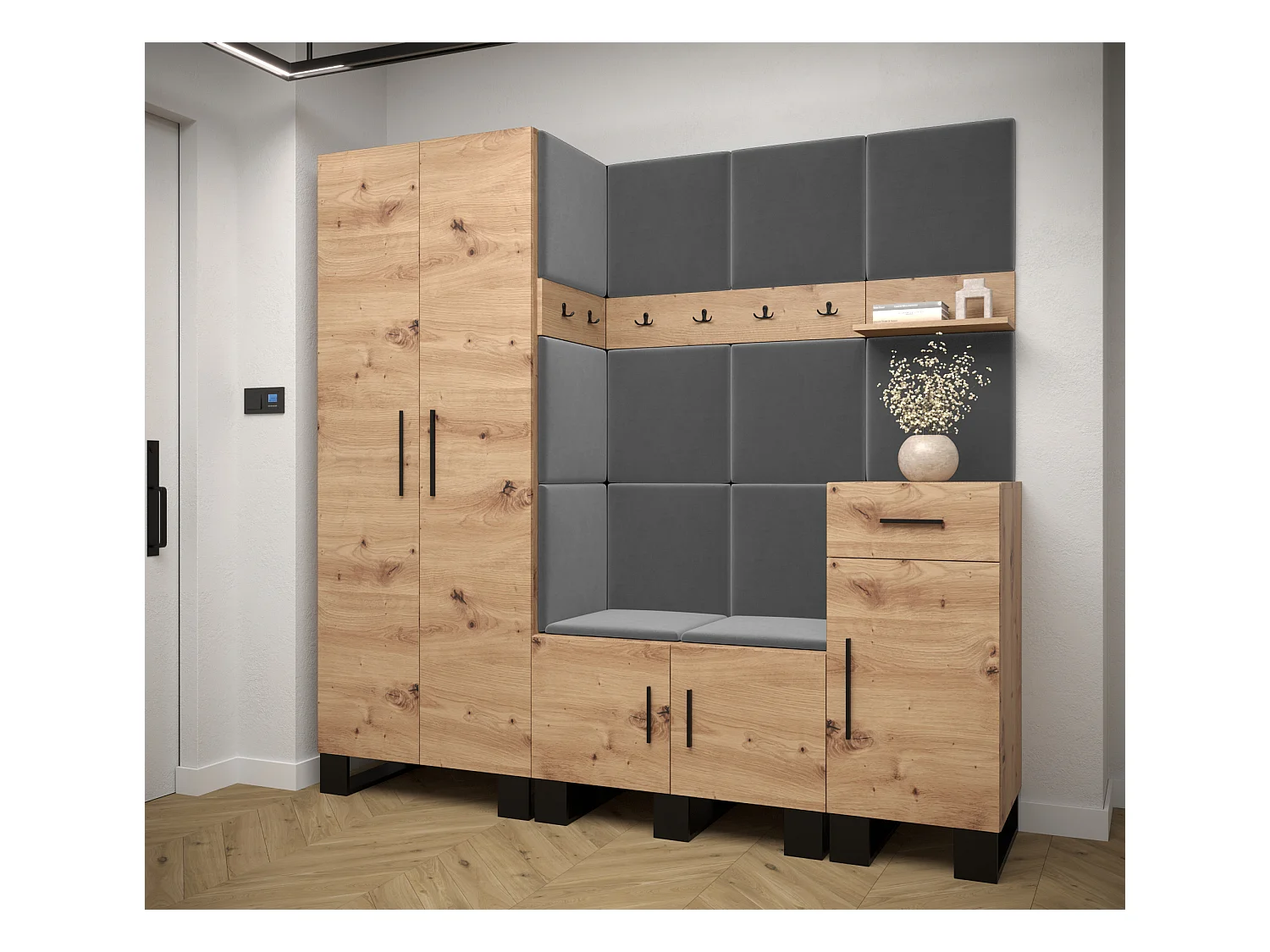 Ensemble de garde-robe Artin 1 196/200/46 (Chêne artisanal/Manila 16)