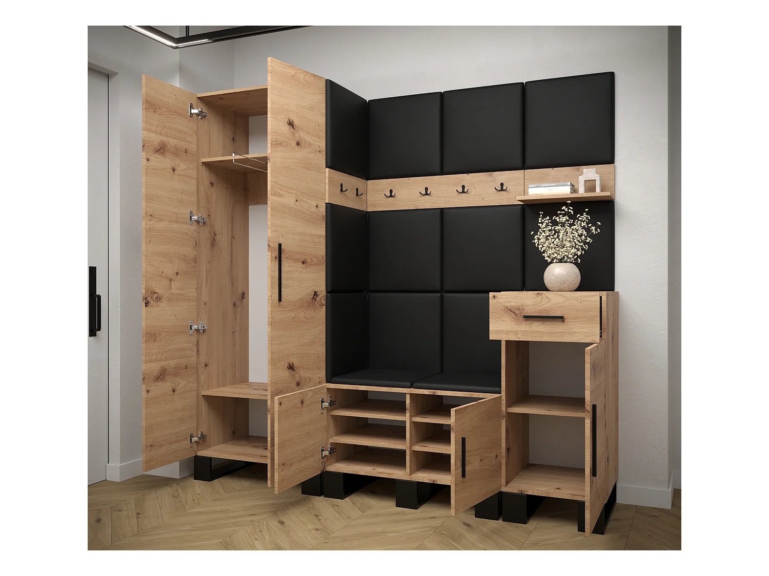 Ensemble de garde-robe Artin 1 196/200/46 (Chêne artisanal/Manila 16)