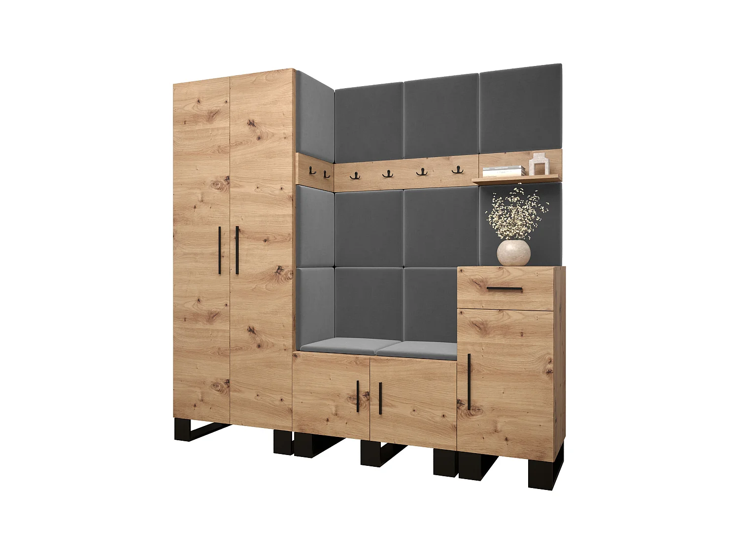 Garderobenset Artin 1 196/200/46 (Artisan Eiche/Manila 16)