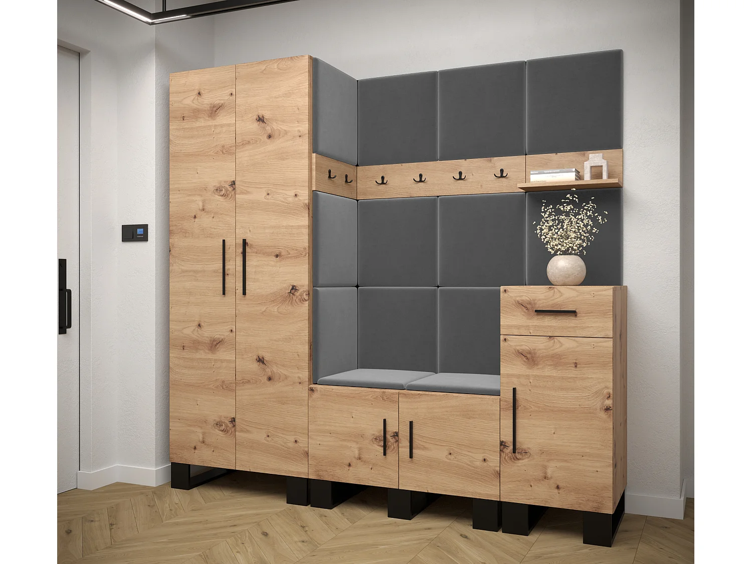 Ensemble de garde-robe Artin 1 196/200/46 (Chêne artisanal/Manila 16)