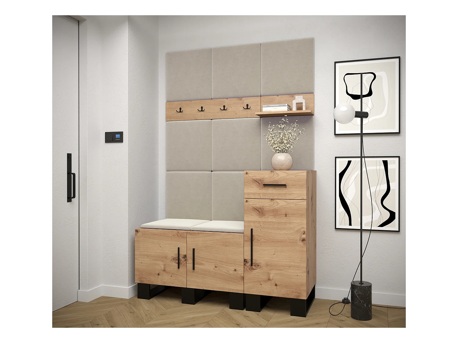 Ensemble de garde-robe Artin 5 196/126/46 (Chêne artisanal/Manila 02)