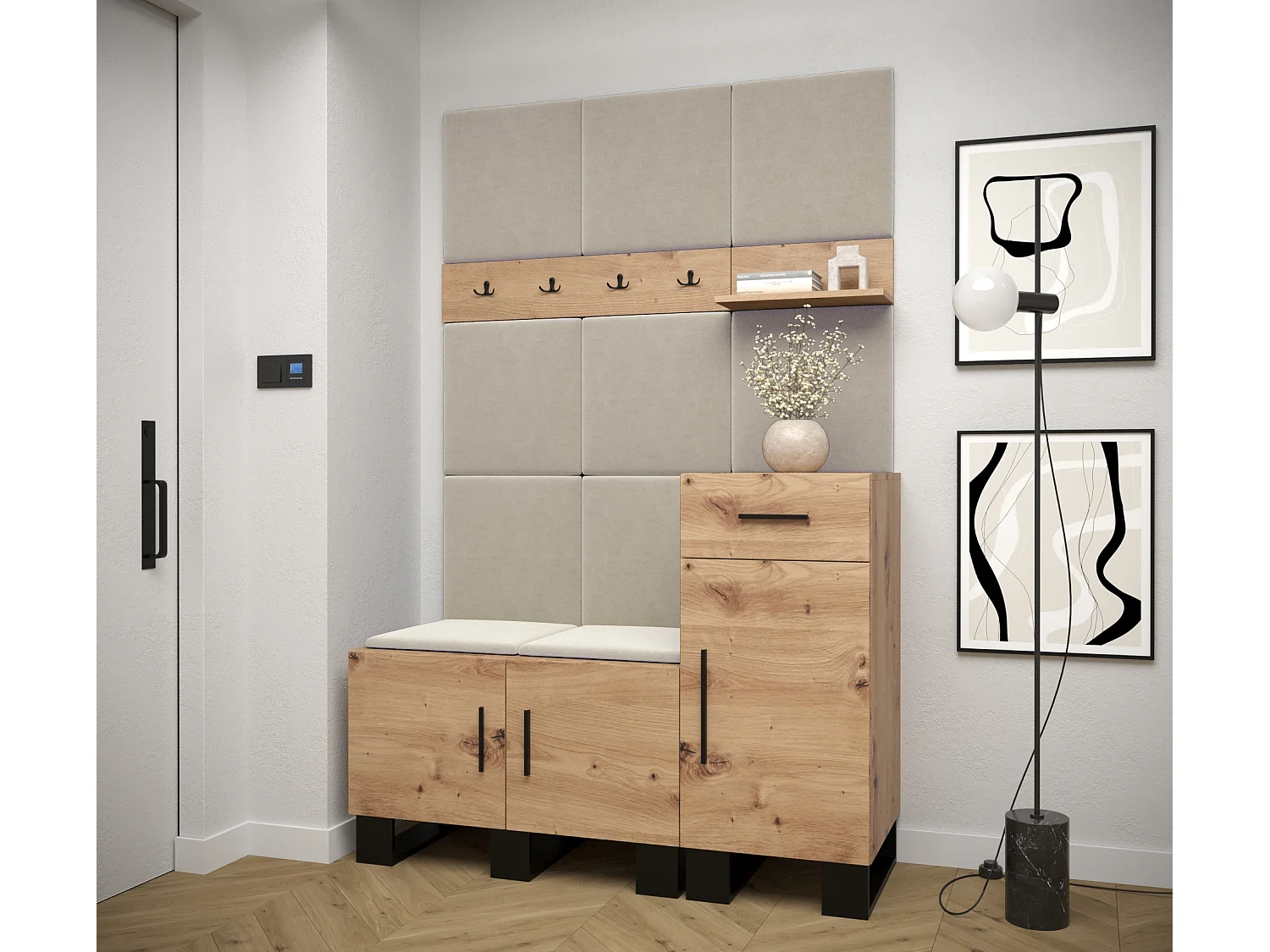 Ensemble de garde-robe Artin 5 196/126/46 (Chêne artisanal/Manila 02)