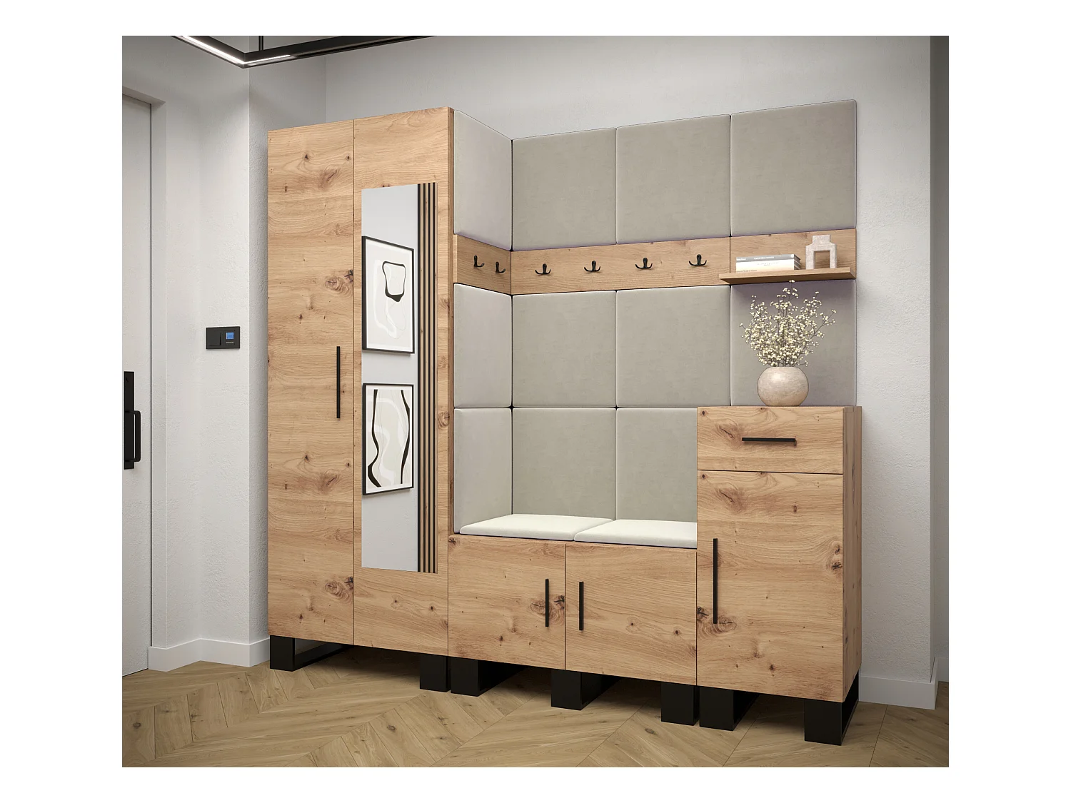 Ensemble de garde-robe Artin 13 196/200/46 (Chêne artisanal/Manila 02)