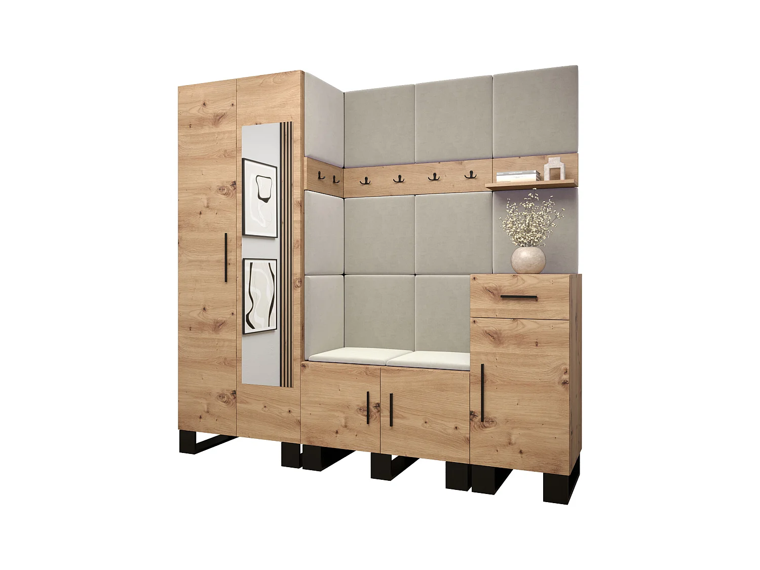 Garderobenset Artin 13 196/200/46 (Artisan Eiche/Manila 02)