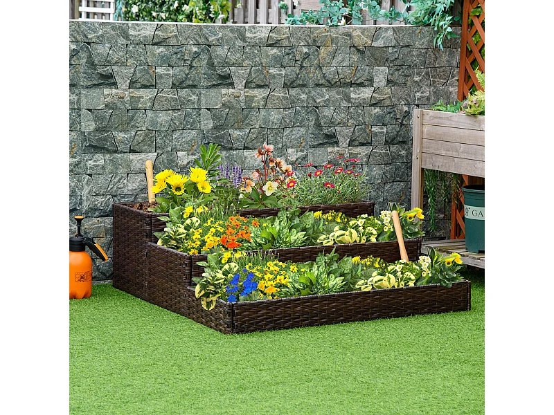 Orto rialzato a 3 livelli senza fondo per piante e verdure