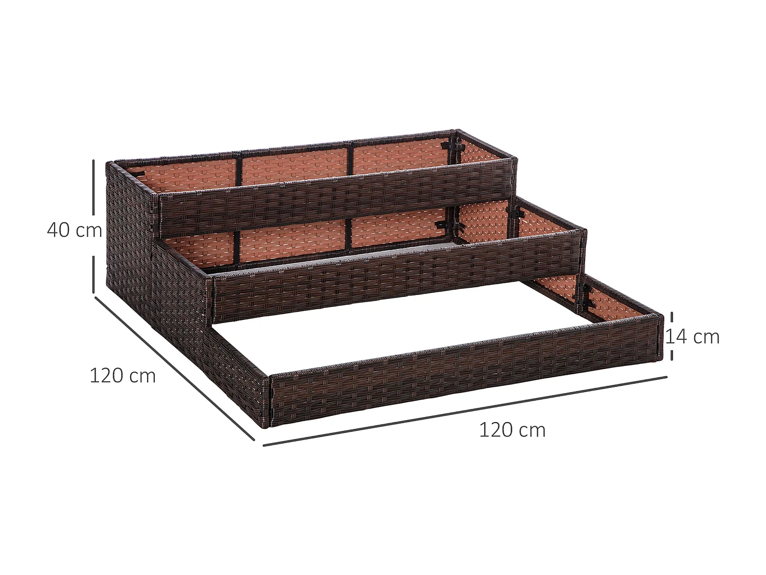 Orto rialzato a 3 livelli senza fondo per piante e verdure