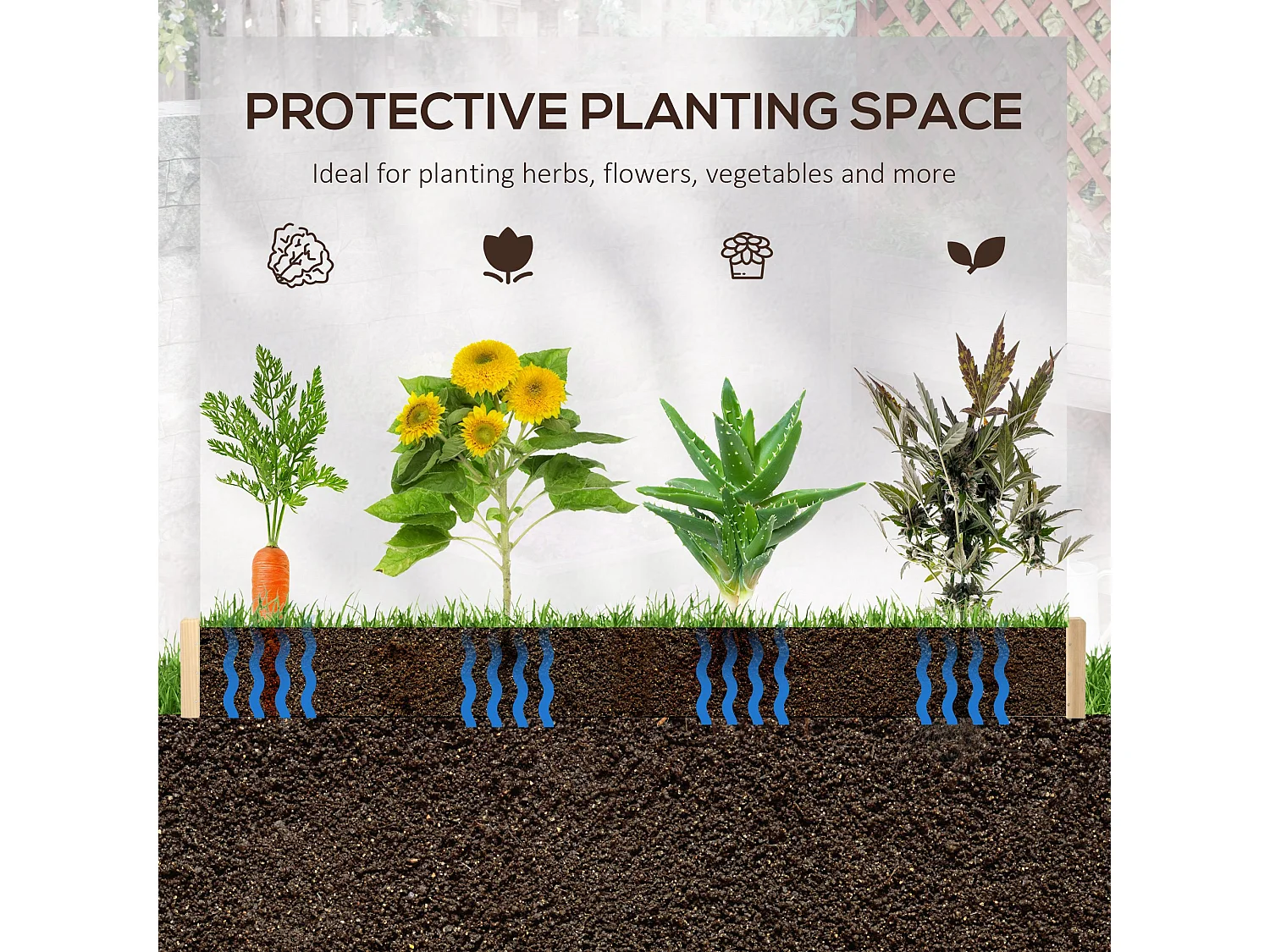 Orto rialzato a 3 livelli senza fondo per piante e verdure