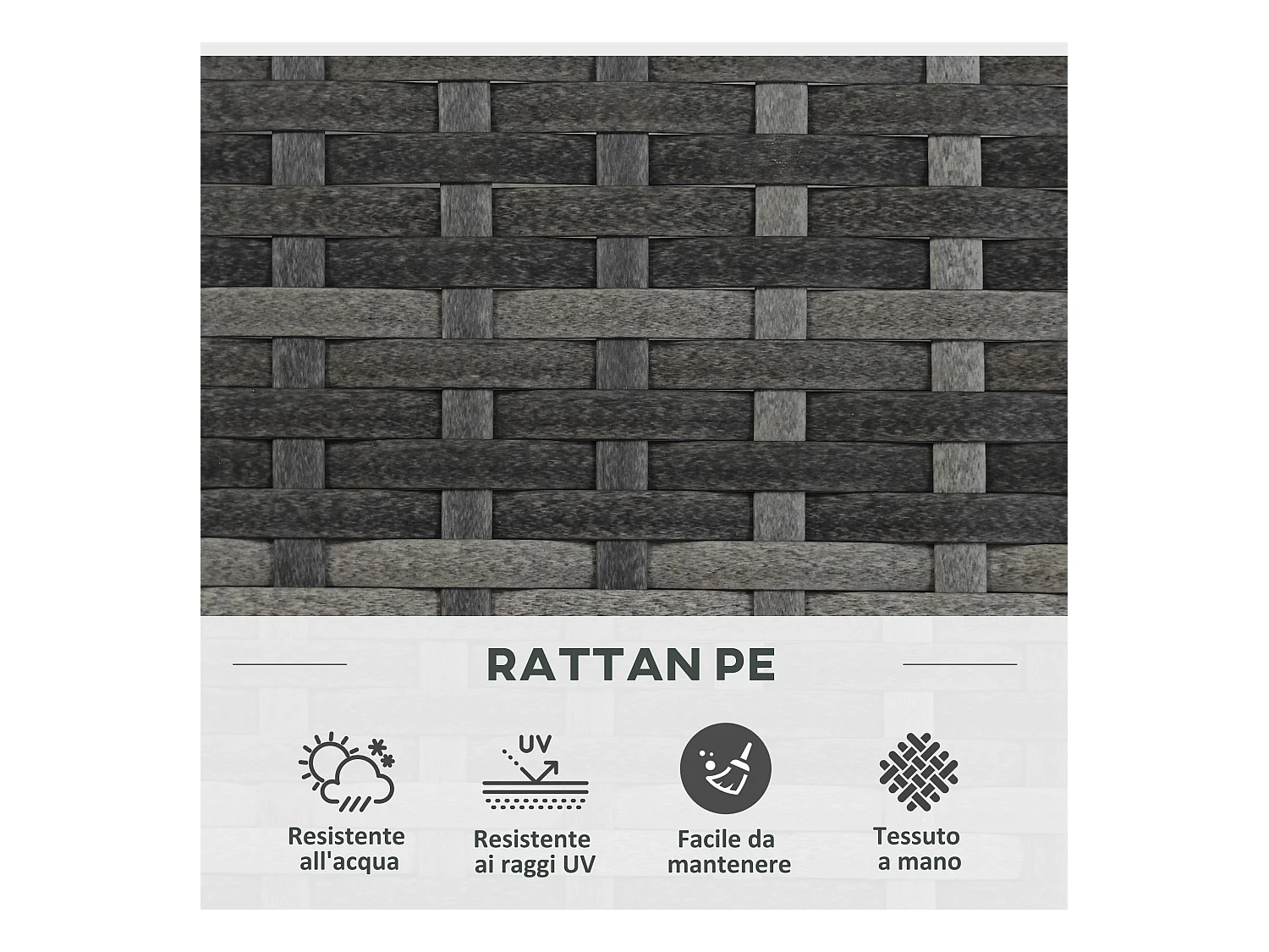 Fioriera con grigliato per rampicanti e 2 vasi in rattan pe grigio