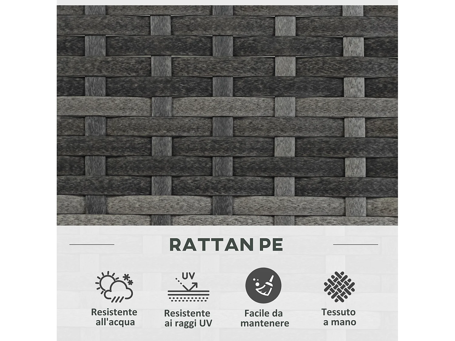 Fioriera con grigliato per rampicanti e 2 vasi in rattan pe grigio