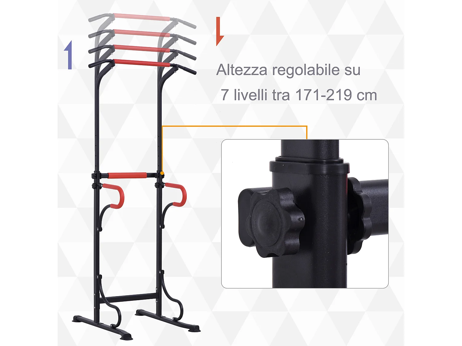Power tower stazione fitness multifunzione con altezza regolabile nero rosso