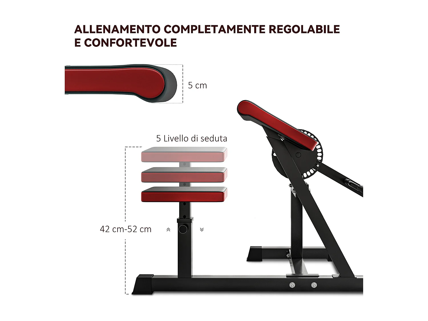Panca romana 2 in 1 per curl e tricipiti con 25 regolazioni, nero