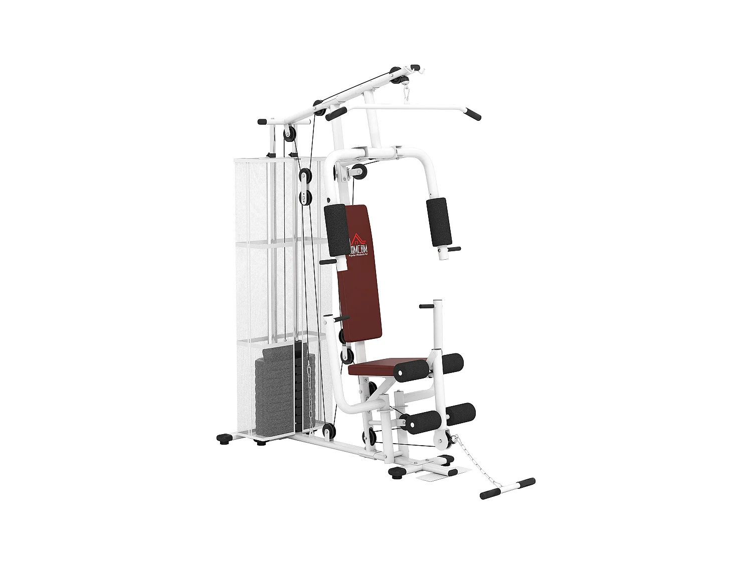 Stazione fitness multifunzione con 4 imbottiture in acciaio e pu bianco