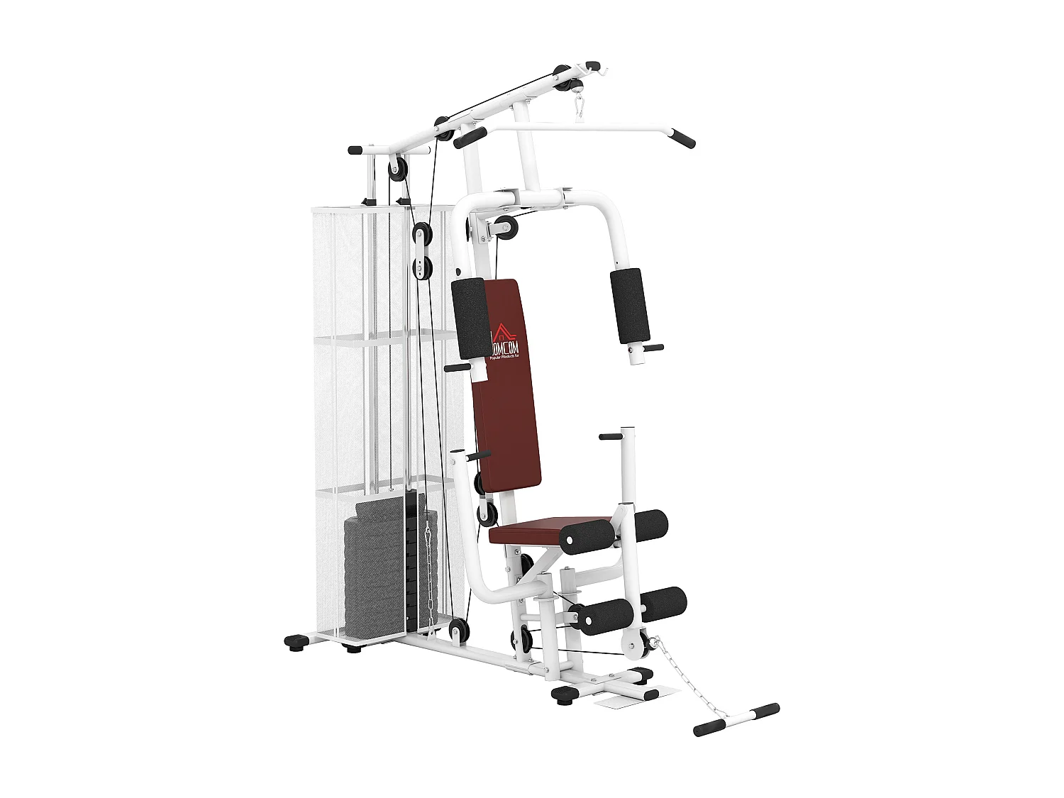 Stazione fitness multifunzione con 4 imbottiture in acciaio e pu bianco