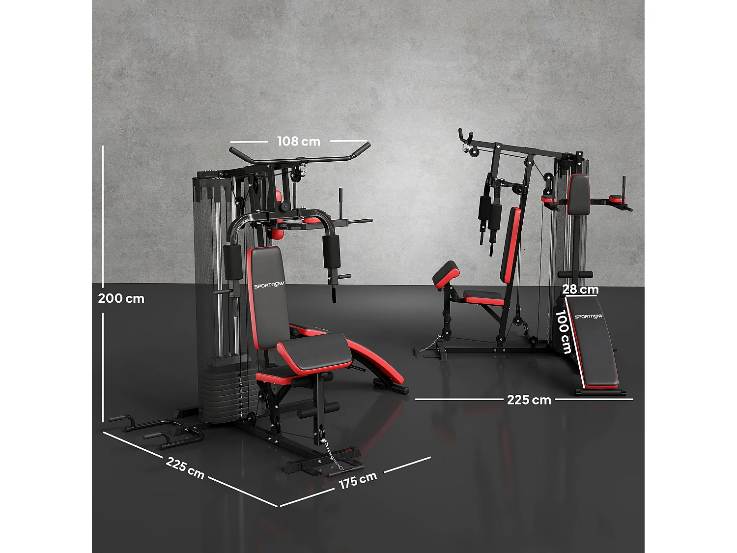 Stazione fitness multifunzione in acciaio e pu nera