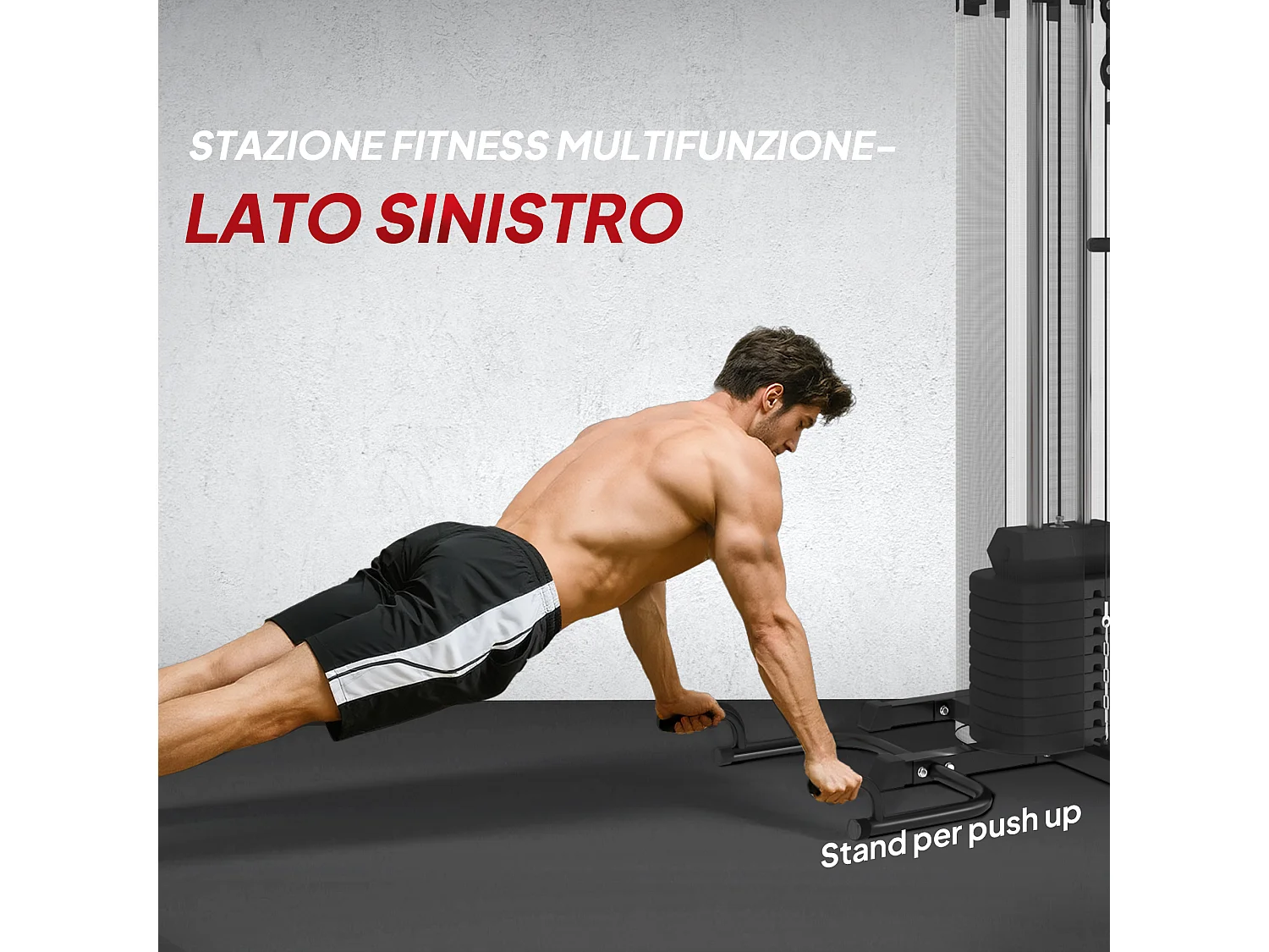 Stazione fitness multifunzione in acciaio e pu nera