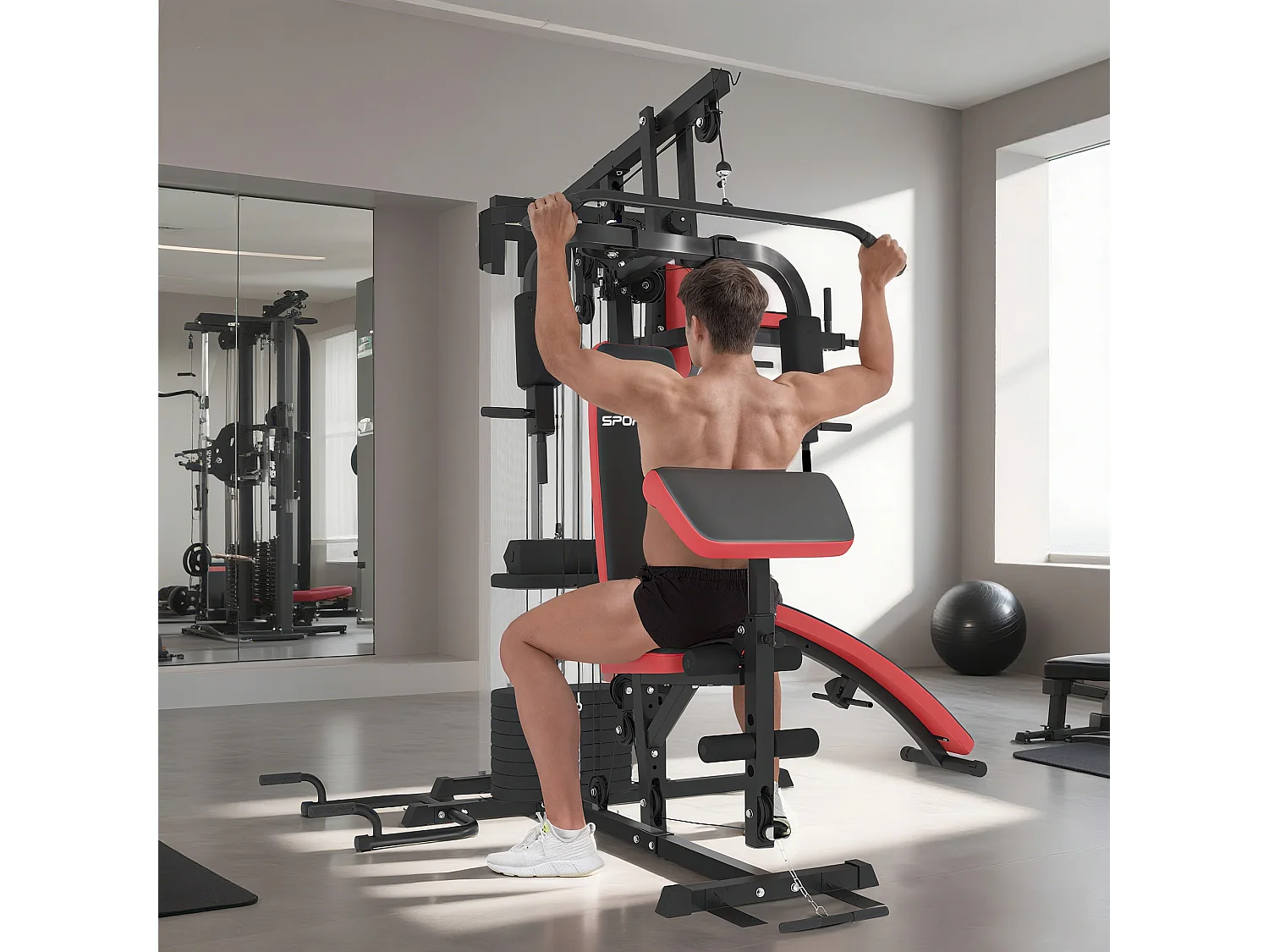 Stazione fitness multifunzione in acciaio e pu nera