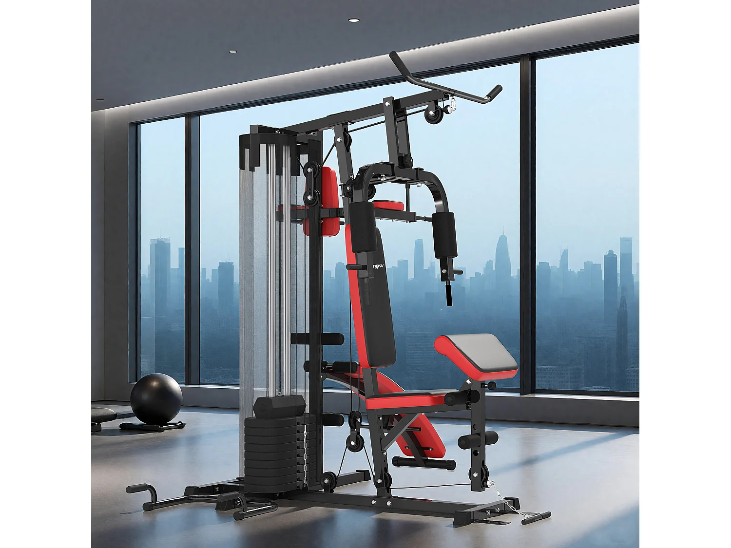 Stazione fitness multifunzione in acciaio e pu nera