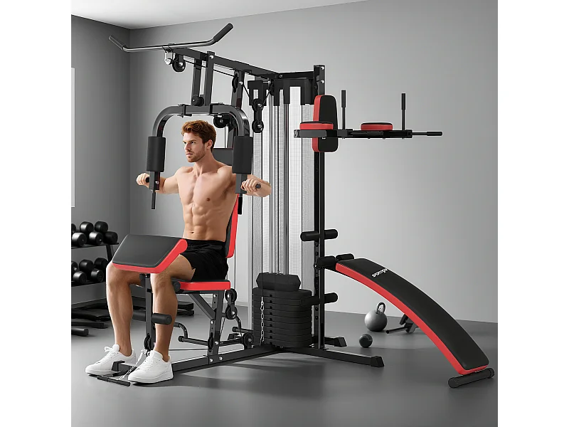 Stazione fitness multifunzione in acciaio e pu nera