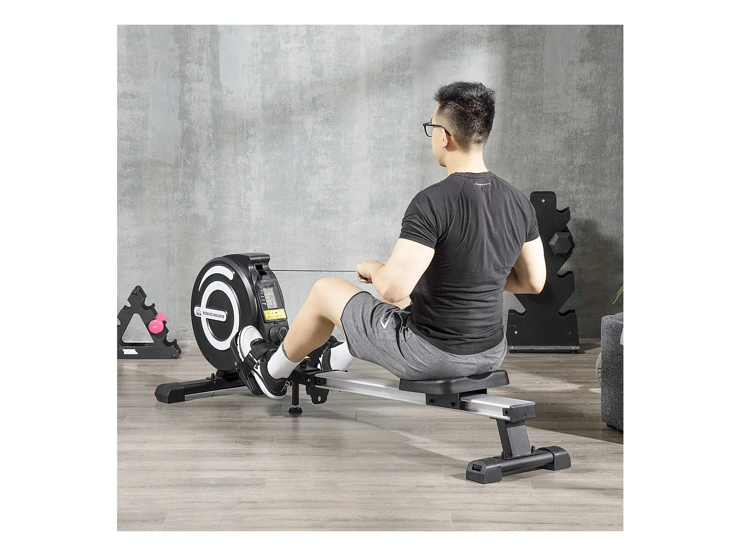 Vogatore pieghevole magnetico 8 livelli resistenza e monitor 185x58x57cm