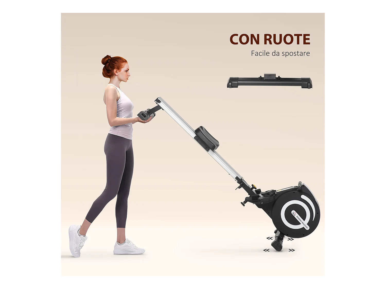 Vogatore pieghevole magnetico 8 livelli resistenza e monitor 185x58x57cm