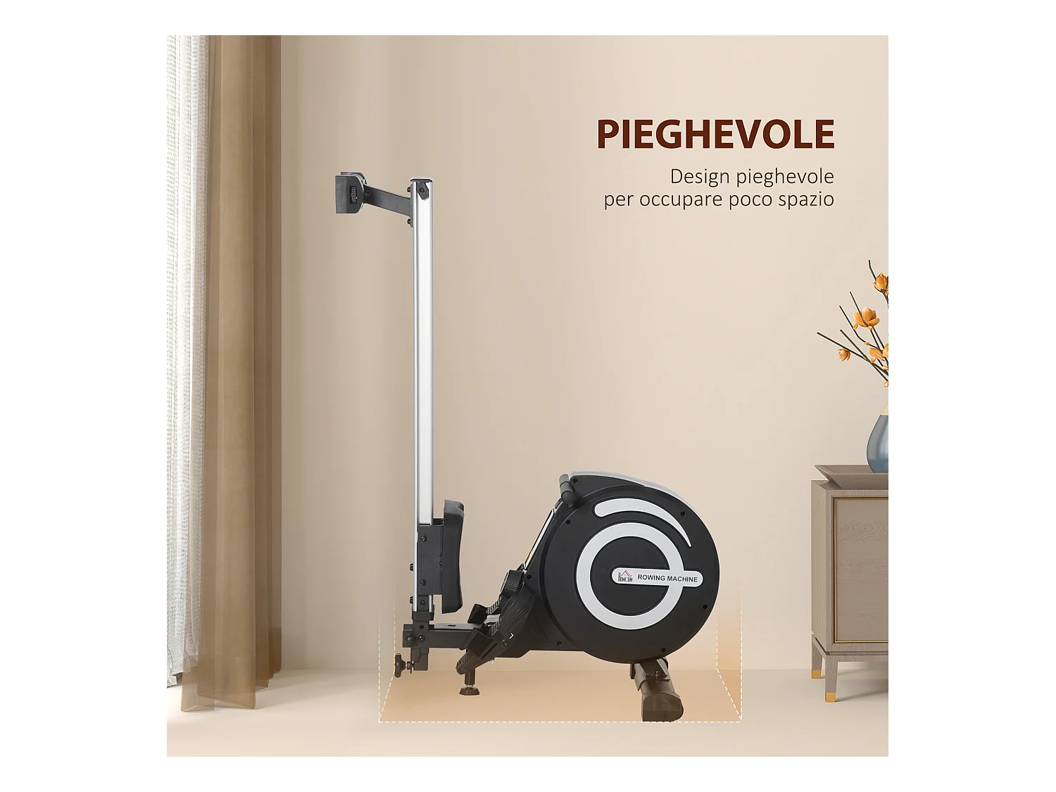 Vogatore pieghevole magnetico 8 livelli resistenza e monitor 185x58x57cm