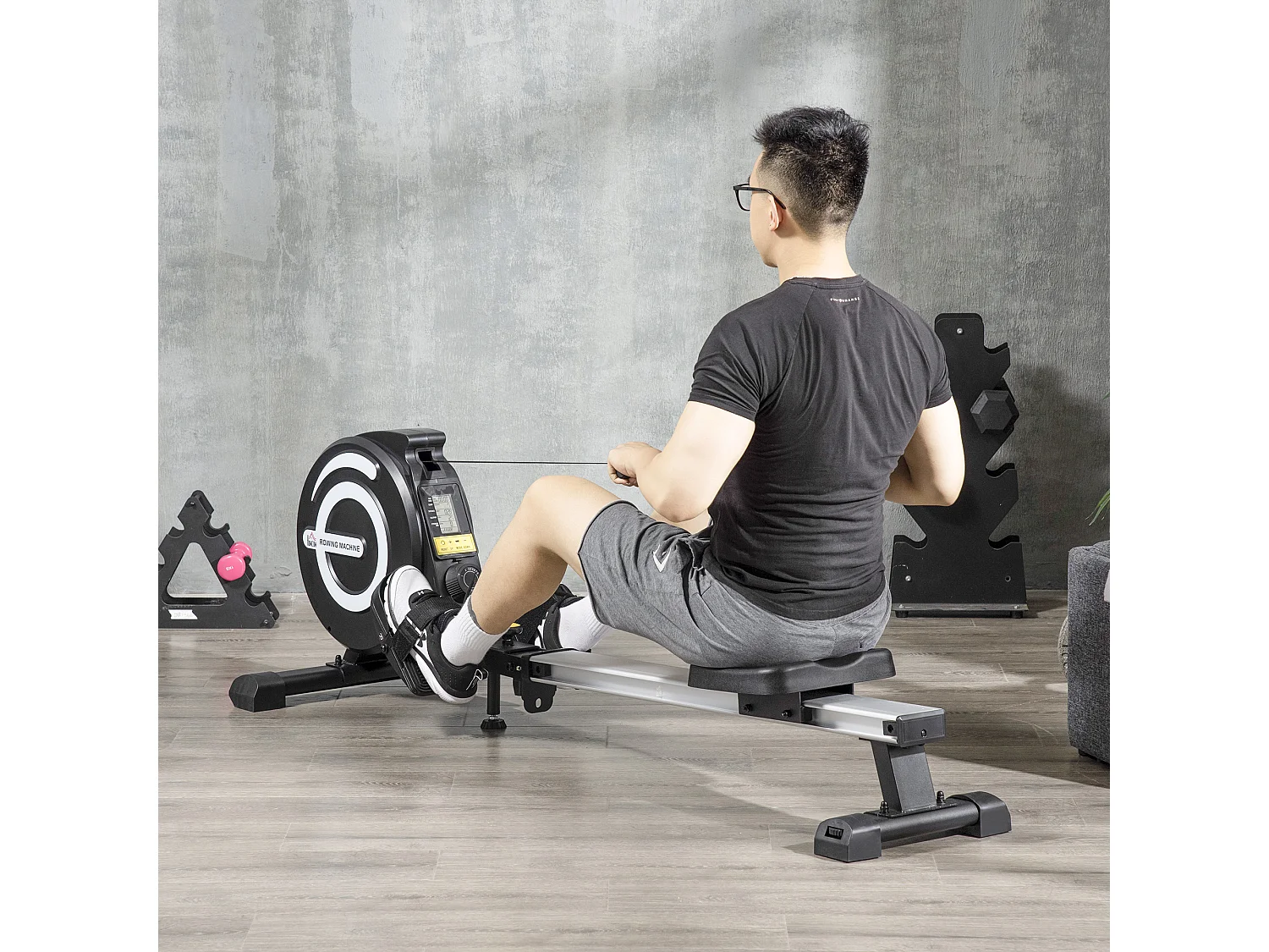 Vogatore pieghevole magnetico 8 livelli resistenza e monitor 185x58x57cm