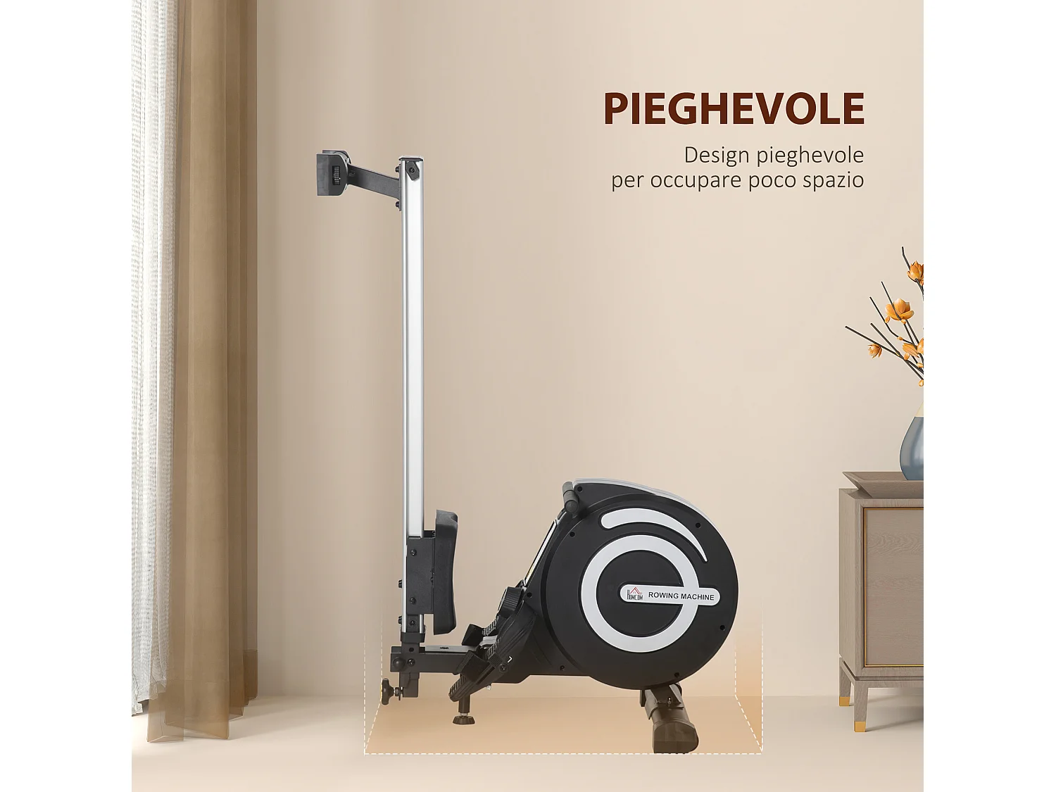 Vogatore pieghevole magnetico 8 livelli resistenza e monitor 185x58x57cm