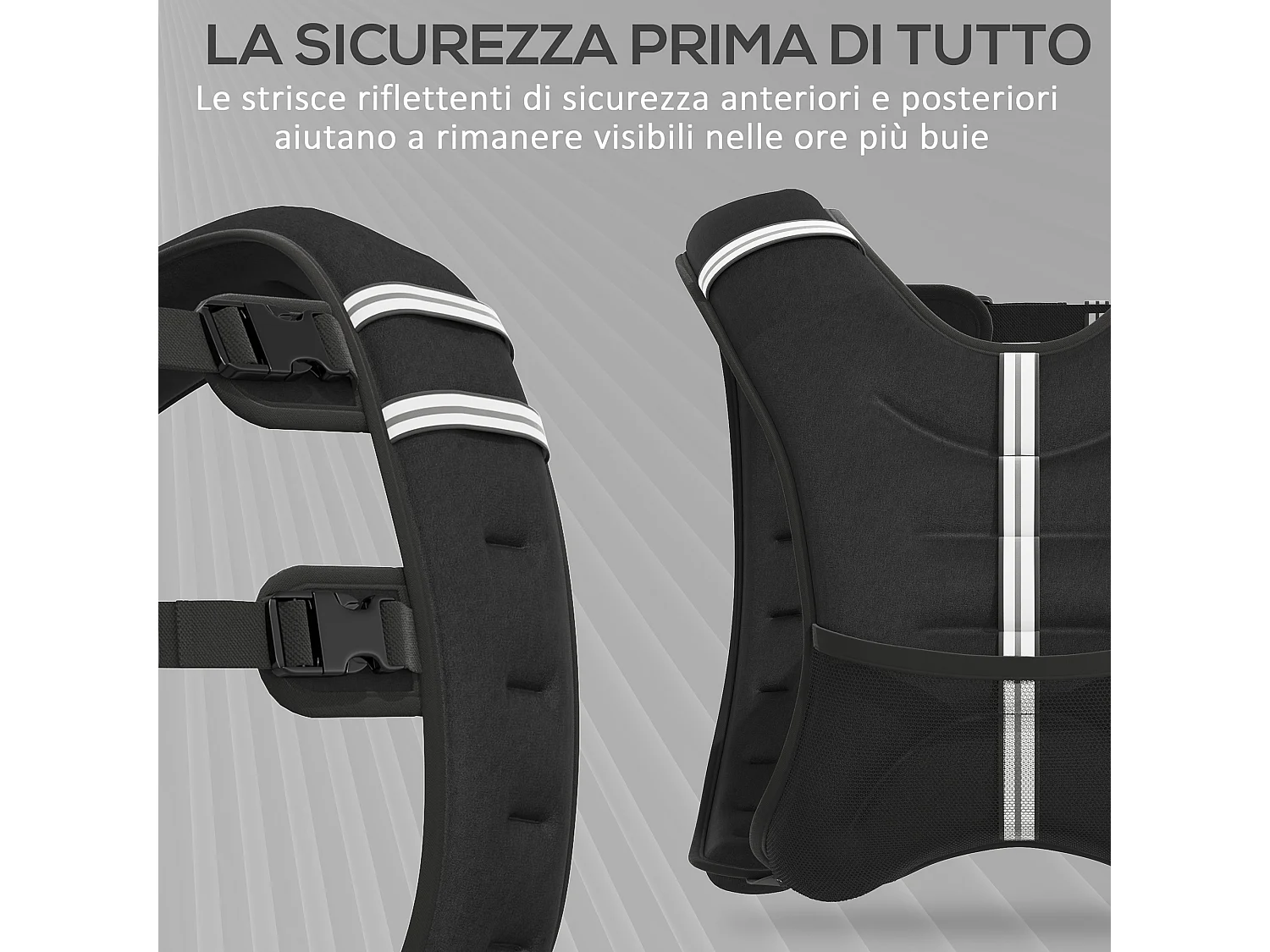 Giubbotto zavorrato 8kg traspirante con tasca portaoggetti nero