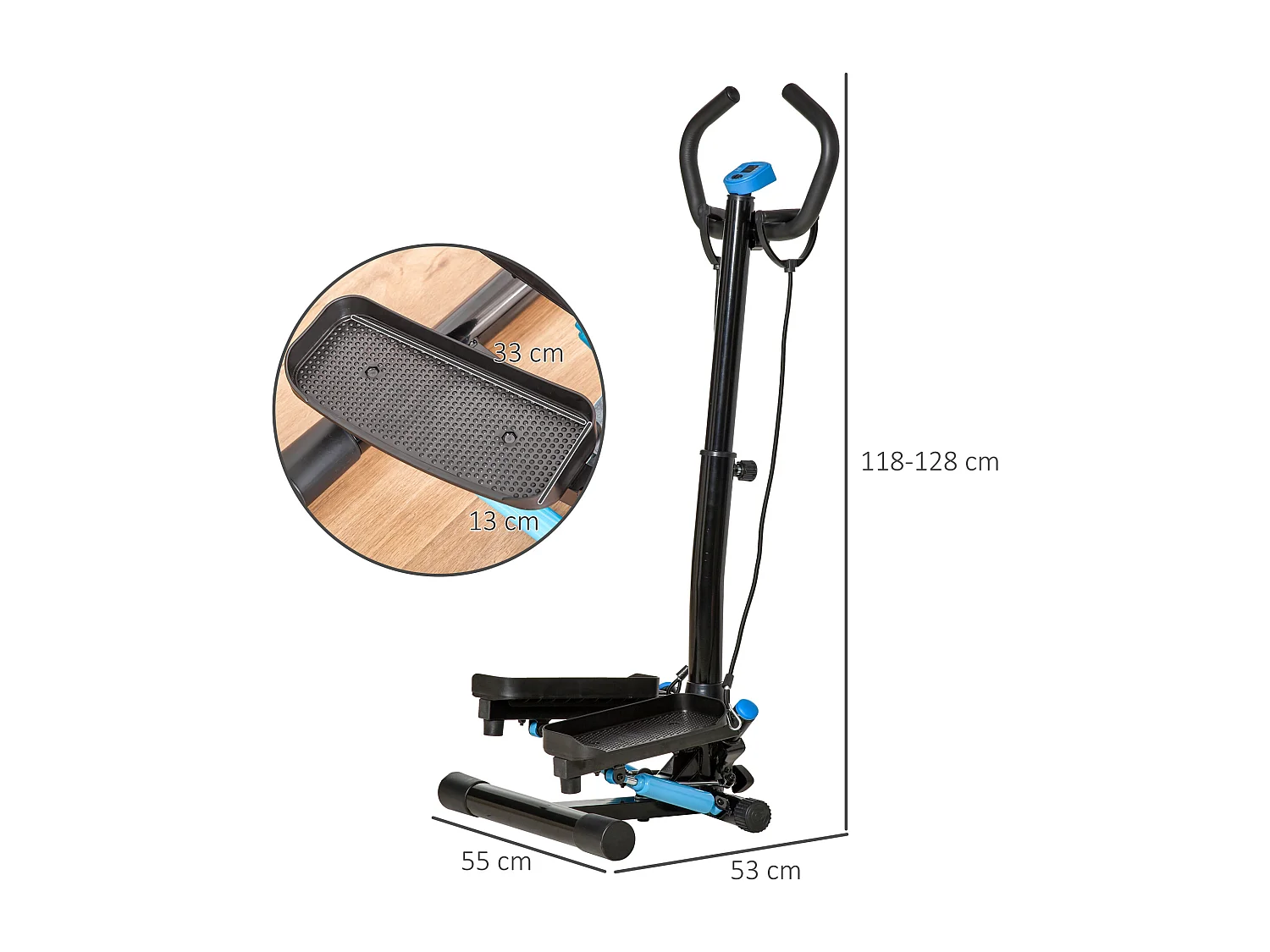 Stepper con manubrio regolabile elastici e monitor lcd casa e palestra