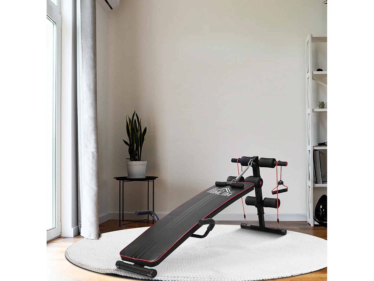 Panca per addominali inclinata, multifunzione e regolabile nera