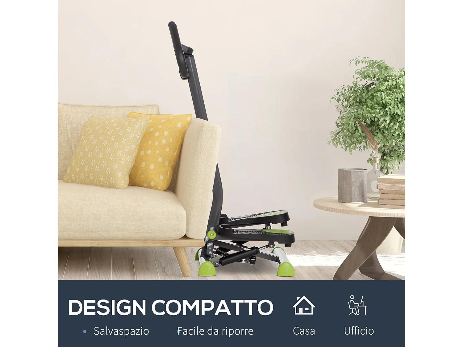 Stepper con manubrio monitor lcd e pedali antiscivolo in acciaio e abs