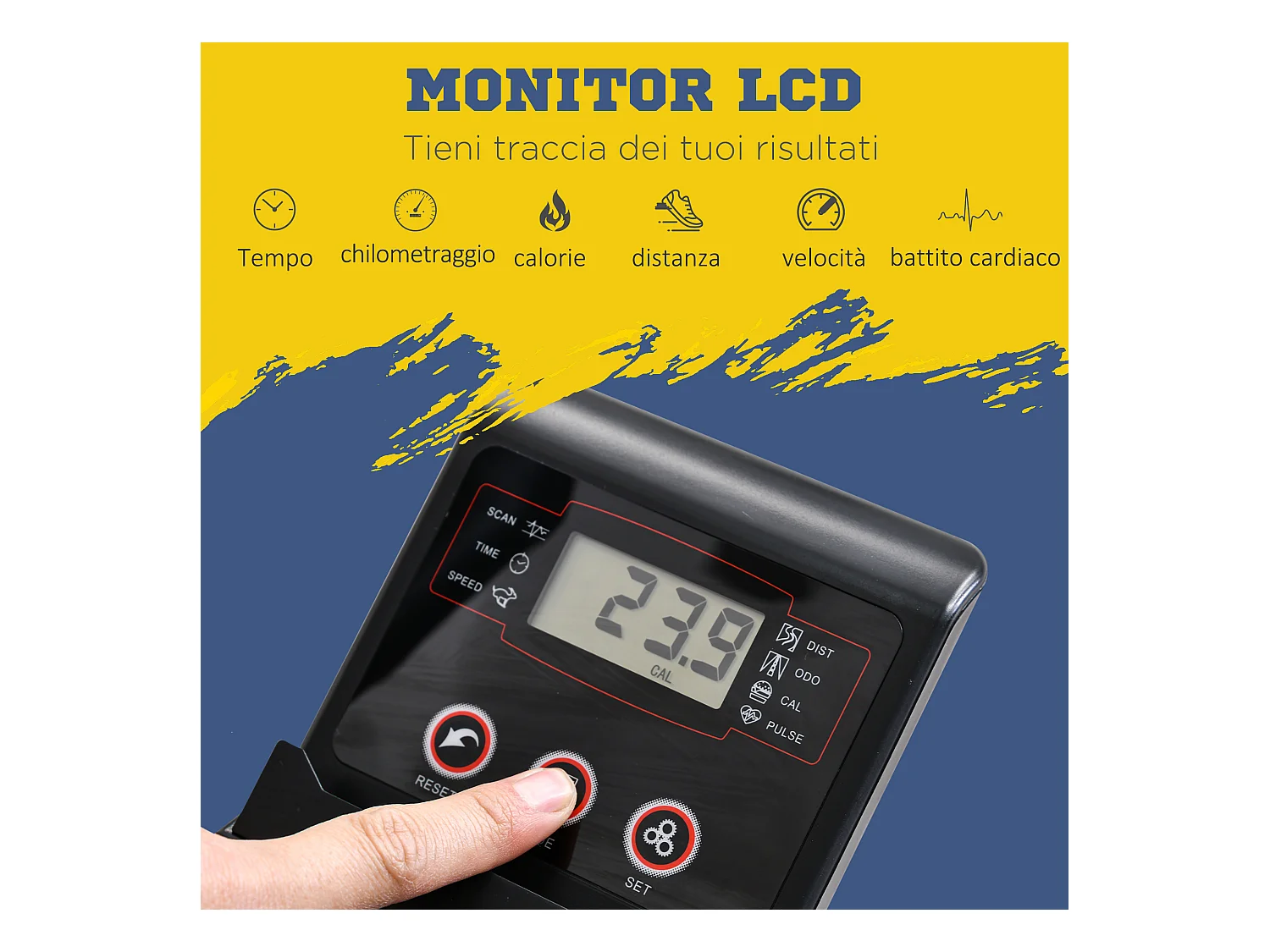 Cyclette ellittica magnetica schermo lcd e 8 livelli di resistenza