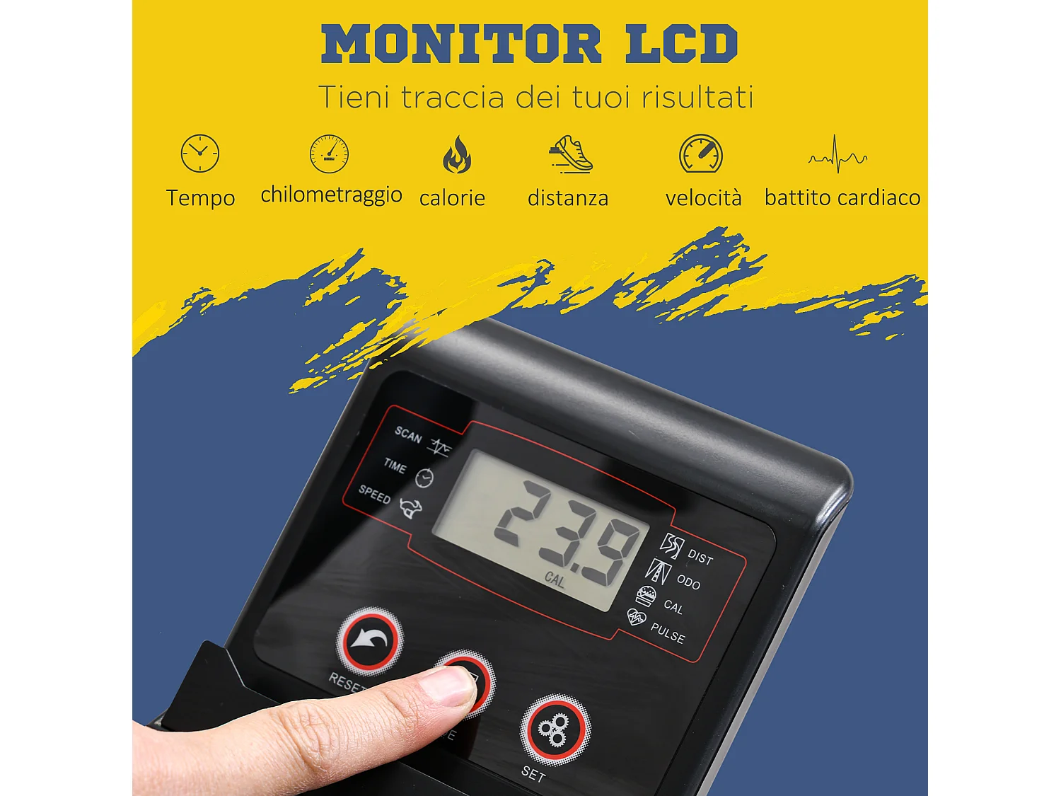Cyclette ellittica magnetica schermo lcd e 8 livelli di resistenza