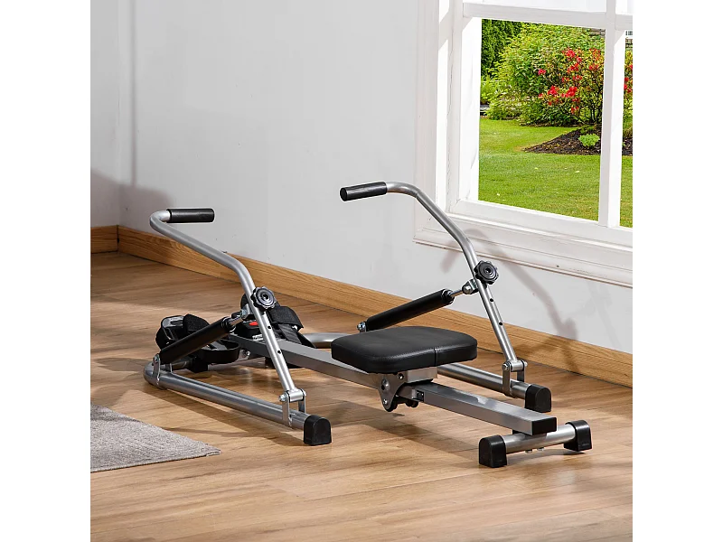 Vogatore pieghevole 3 livelli di resistenza monitor digitale grigio nero